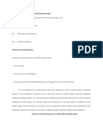 Factors Considered in The Method Study