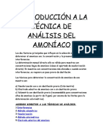 Técnicas de Analísis (Amonio en Aguas)