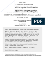 United States v. Bell Credit Union, United States of America v. Golden Plains Credit Union, 860 F.2d 365, 10th Cir. (1988)