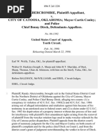 Randy Abercrombie v. City of Catoosa, Oklahoma Mayor Curtis Conley and Police Chief Benny Dirck, 896 F.2d 1228, 10th Cir. (1990)