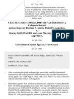 S & G Placer Mining Limited Partnership, A Colorado Limited Partnership and Thomas A. Smith v. Stanley Goldsmith and John Murphy, 953 F.2d 1392, 10th Cir. (1992)