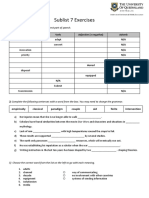 Sublist 7 Exercises: Noun Verb Adjective (+ Negative) Adverb N/A N/A N/A N/A