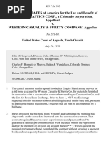 The United States of America For The Use and Benefit of Empire Plastics Corp., A Colorado Corporation v. Western Casualty & Surety Company, 429 F.2d 905, 10th Cir. (1970)