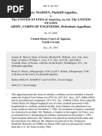 J. Gary Madsen v. The United States of America, Ex Rel. The United States Army, Corps of Engineers, 841 F.2d 1011, 10th Cir. (1987)