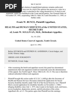 Frank W. Bunce v. Health and Human Services of The United States, Secretary Of, Louis W. Sullivan, M.D., 961 F.2d 219, 10th Cir. (1992)