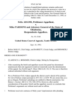 Felix Adams v. Mike Parsons and Attorney General of The State of Oklahoma, 976 F.2d 740, 10th Cir. (1992)