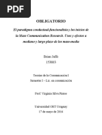 Teorías de La Comunicación. Desde La Aguja Hipodérmica Al Modelo de Hovland