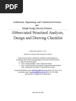 Abbreviated Structural Analysis, Design and Drawing Checklist