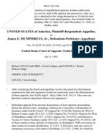 United States of America, Plaintiff-Respondent-Appellee v. James E. Humphreys, JR., Defendant-Petitioner-Appellant, 968 F.2d 1224, 10th Cir. (1992)