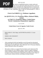 Clovis Carl Green, Jr. v. Joe Quintana, U.S. Probation Officer Richard Miklic, Named As Chief U.S. Probation Officer United States Parole Commission, 992 F.2d 1222, 10th Cir. (1993)