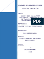 Ensayo Con Carga para Determinar La Eficiencia en El Transformador de Potencia Monofásico