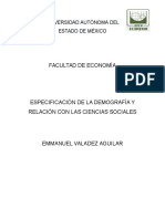 Especificación de La Demografía y Relación Con Las Ciencias Sociales