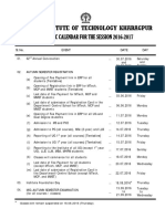 IIT KGP Academic Calender 2016-17