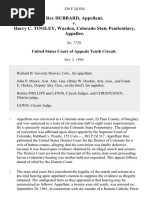 Rex Hubbard v. Harry C. Tinsley, Warden, Colorado State Penitentiary, 336 F.2d 854, 10th Cir. (1964)