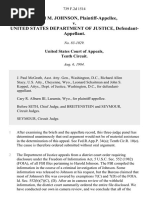 Harold M. Johnson v. United States Department of Justice, 739 F.2d 1514, 10th Cir. (1984)