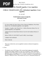 Felix Butler, Cross-Appellant v. Coral Volkswagen, Inc., Cross-Appellee, 804 F.2d 612, 11th Cir. (1986)