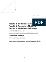 Bando Professioni Sanitarie 2016/17 Dell'università Sapienza Di Roma