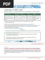 ERC Newsletter July 2016 - Calendar of ERC Calls