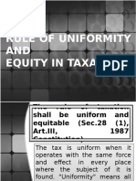 Rule of Uniformity and Equity in Taxation