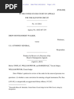 Drew Montgomery Walker v. U.S. Attorney General, 11th Cir. (2015)