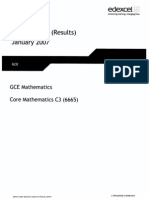 Edexcel GCE Core 3 Mathematics C3 6665/01 Advanced Subsidiary Jan 2007 Marking Scheme