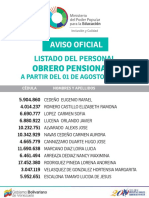 Listado Obrero Pensionado - Agosto 2016 - Notilogía