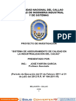 Sistema de Aseguramiento de Calidad en La Industrializacion Del Cacao