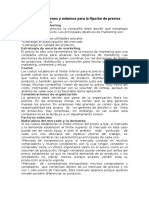 Factores Internos y Externos para La Fijación de Precios