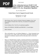 In The Matter of The Arbitration Between Marcy Lee Manufacturing Company, and Cortley Fabrics Co., Inc., 354 F.2d 42, 2d Cir. (1965)