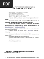 Medidas Preventivas para Evitar La Contaminacion en El Agua