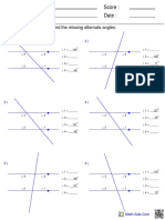 Name: Teacher: Date: Score:: Find The Missing Alternate Angles