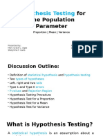 Hypothesis Testing For One Population Parameter - Samples