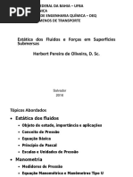 Aula 6 - Estática Dos Fluidos e Forças em Superfícies Submersas PDF