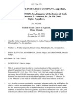 New York Life Insurance Company v. Lawrence T. Johnson, SR., of The Estate of Kirk Johnson Lawrence T. Johnson, SR., in His Own Right, 923 F.2d 279, 3rd Cir. (1991)