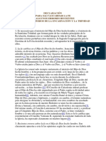 Declaracion para Salvaguardar La Fe Sobre La Encarnacion y La Santisima Trinidad