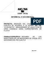 Reporte Medicion Caudal Rio Cuautla