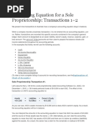 Accounting Equation For A Sole Proprietorship