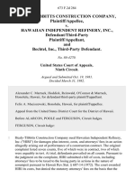 Healy-Tibbitts Construction Company v. Hawaiian Independent Refinery, Inc., Defendant/third-Party and Bechtel, Inc., Third-Party, 673 F.2d 284, 3rd Cir. (1982)