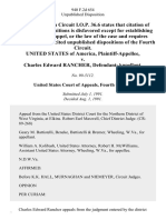 United States v. Charles Edward Rancher, 940 F.2d 654, 4th Cir. (1991)