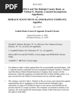 Ada L. Daniels and The Raleigh County Bank, As Committee For Nathan G. Daniels, A Mental Incompetent v. Horace Mann Mutual Insurance Company, 422 F.2d 87, 4th Cir. (1970)