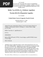 Bobby Van Jones, Jr. v. Warden Deans, 21 F.3d 422, 4th Cir. (1994)