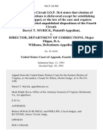 Darryl T. Myrick v. Director, Department of Corrections, Major Flippo, D.A. Williams, 944 F.2d 902, 4th Cir. (1991)