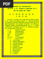 Acta Instalacion Orden y Libertad 29 Junio 1881 PDF