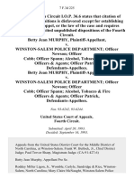 Betty Jean Murphy v. Winston-Salem Police Department Officer Newson Officer Cobb Officer Spann Alcohol, Tobacco & Fire Officers & Agents Officer Patrick, Betty Jean Murphy v. Winston-Salem Police Department Officer Newson Officer Cobb Officer Spann Alcohol, Tobacco & Fire Officers & Agents Officer Patrick, 7 F.3d 225, 4th Cir. (1993)