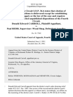 Donald Edward Carroll v. Paul Redd, Supervisor - Wood Shop, 935 F.2d 1285, 4th Cir. (1991)