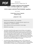 In Re Twin Parks Limited Partnership. N.S.C. Contractors, Inc. v. Twin Parks Limited Partnership, 720 F.2d 1374, 4th Cir. (1983)