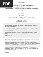 United States v. Walter Rodger Webster, Charles Frazier, 426 F.2d 289, 4th Cir. (1970)