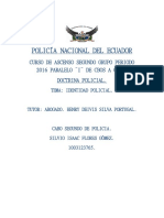 Policía Nacional Del Ecuador: Curso de Ascenso Segundo Grupo Periodo 2016 Paralelo I de Cbos A Cbop. Doctrina Policial