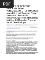 Apuntes de Derecho Procesal Penal Venezolano 1