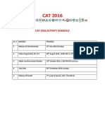 CAT 2016 Schedule 2016